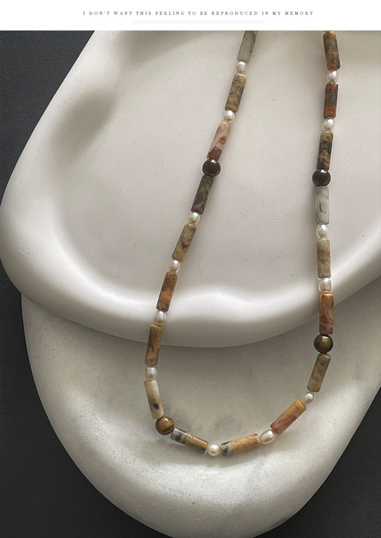 Collana da Donna con Perle d’Acqua Dolce e Occhio di Tigre