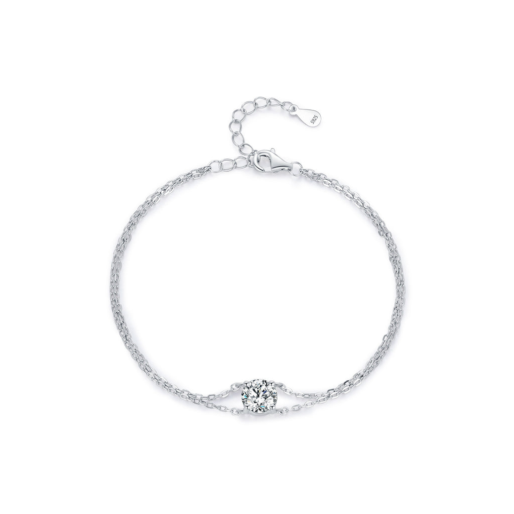 Bracciale Doppi Strato in Argento 925 con Moissanite 1 Carato