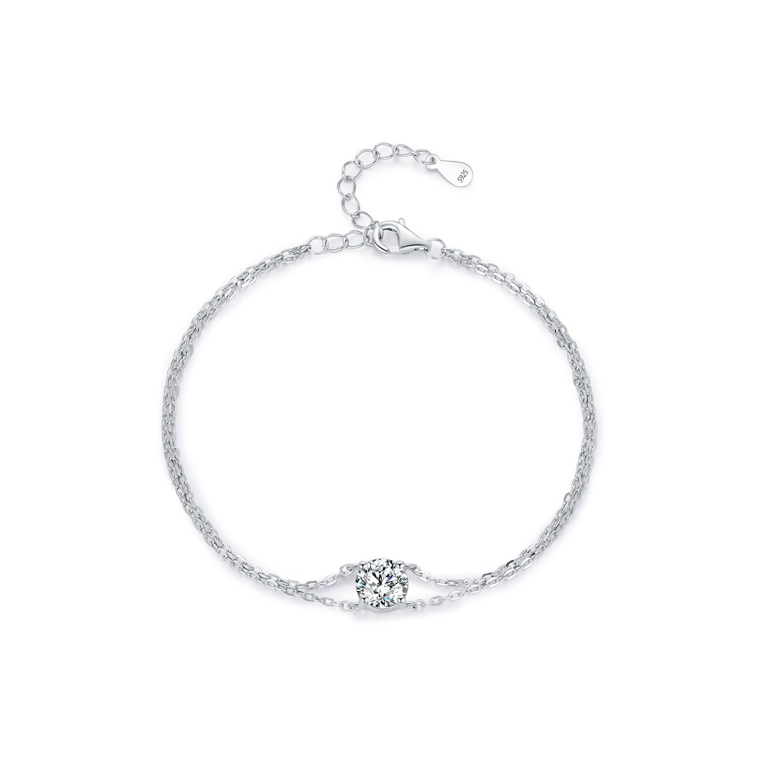 Bracciale Doppi Strato in Argento 925 con Moissanite 1 Carato