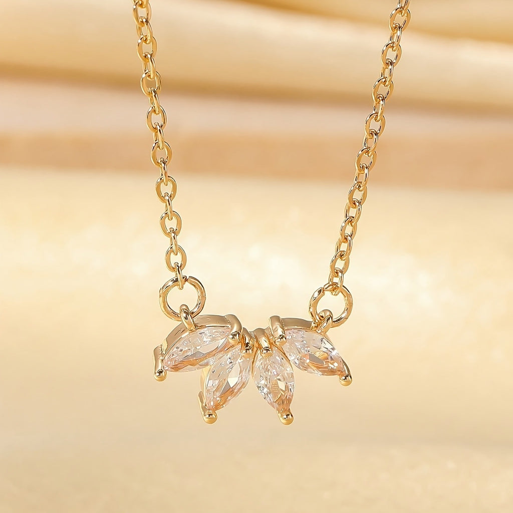 Collana con Foglia in Strass per Donna