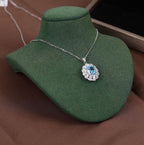 Collana con Fiore di Ghiaccio Blu in Argento 925