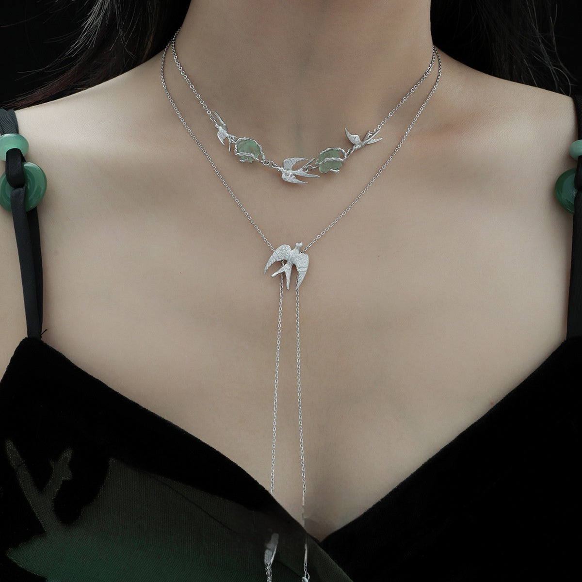 Collana con Uccello Volante in Fluorite
