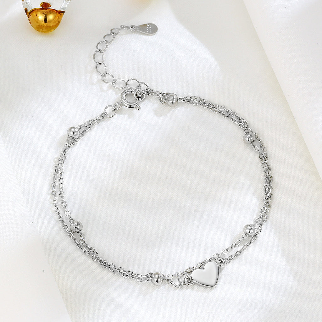 Bracciale Doppi Strati a Cuore in Argento Sterling S925