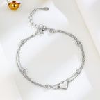 Bracciale Doppi Strati a Cuore in Argento Sterling S925