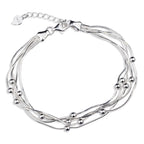 Bracciale a Più Strati con Perline in Argento Sterling S925 da Donna