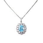 Collana con Fiore di Ghiaccio Blu in Argento 925