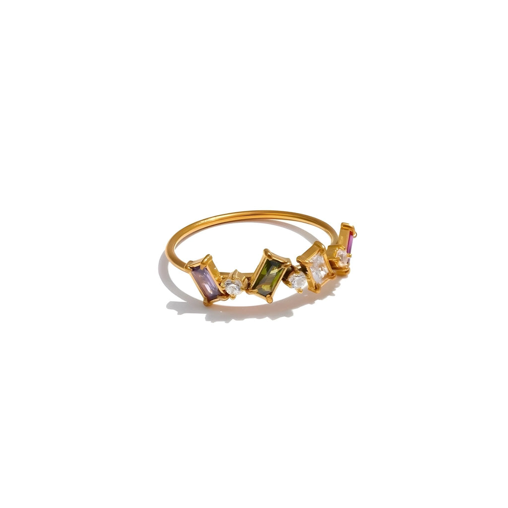 BEHI MELLY Ring – Mehrfarbige Zirkone, 18 Karat vergoldeter Stahl | BEHI MILANO - schmuckperfetti.it