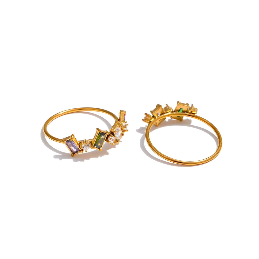 BEHI MELLY Ring – Mehrfarbige Zirkone, 18 Karat vergoldeter Stahl | BEHI MILANO - schmuckperfetti.it