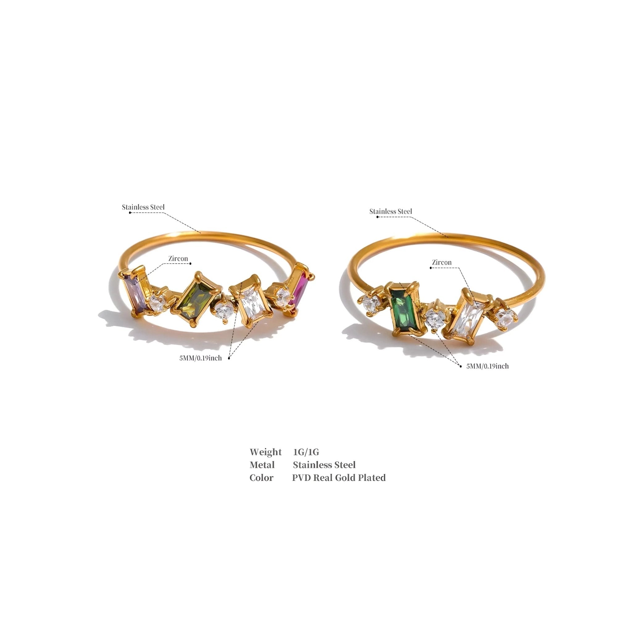 Anello Acciaio Placcato Oro 18K MELLY - Zirconi Multicolore,  | gioielli perfetti Rings km5m85-r3.myshopify.com