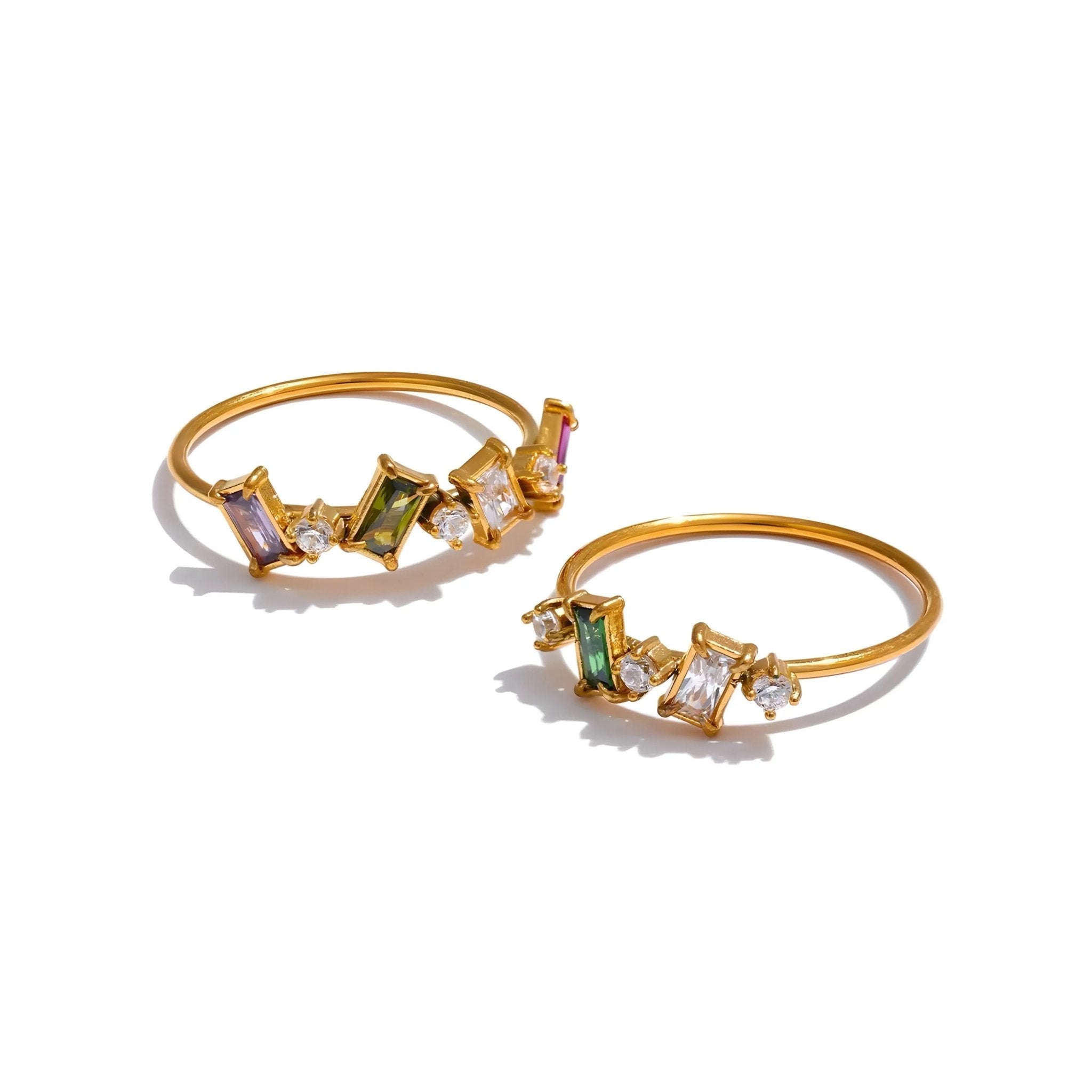 Anello Acciaio Placcato Oro 18K MELLY - Zirconi Multicolore,  | gioielli perfetti Rings km5m85-r3.myshopify.com