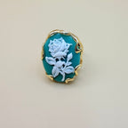 Anello Cammeo Rosa Vintage Regolabile Placcato Oro - Eleganza Retrò PARNIN RING km5m85-r3.myshopify.com