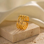 Anello EDEN Regolabile - Oro 18k, Acciaio Inossidabile, Design Geometrico | gioielli perfetti Rings km5m85-r3.myshopify.com