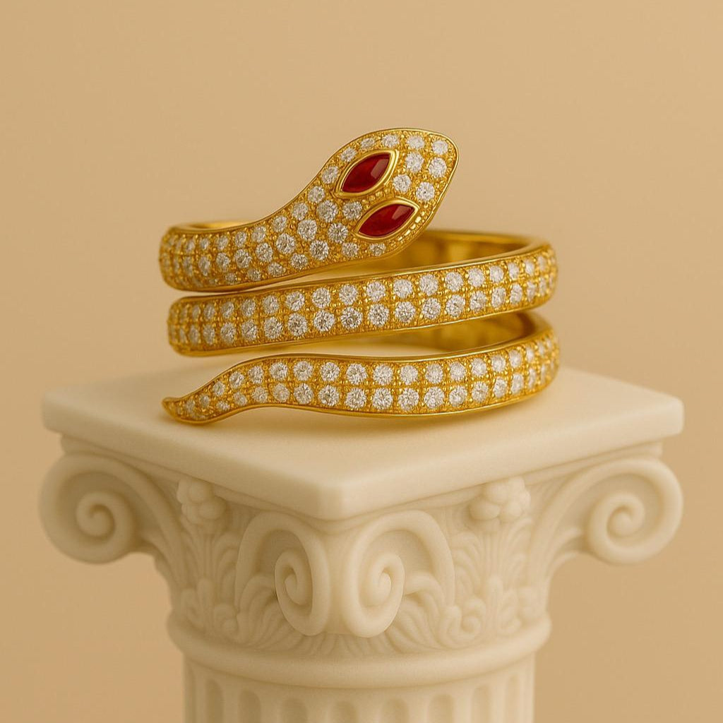 Anello Snake Regolabile in Oro e Zirconi - Design Serpente Elegante PARNIN RING km5m85-r3.myshopify.com