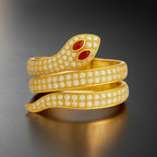 Anello Snake Regolabile in Oro e Zirconi - Design Serpente Elegante PARNIN RING km5m85-r3.myshopify.com