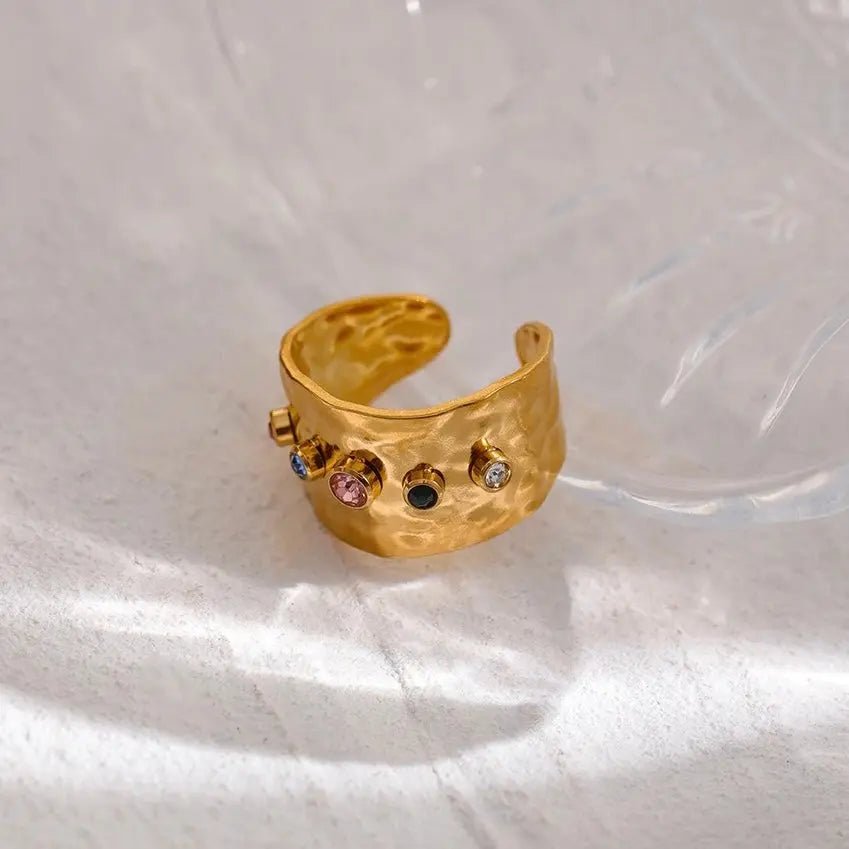 Anello acciaio placcato oro PVD 18k "AZZU" Rings km5m85-r3.myshopify.com