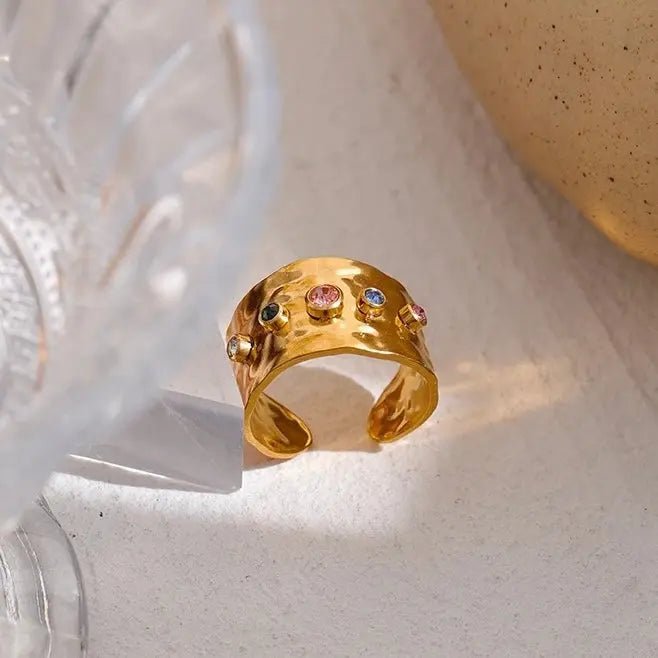 Anello acciaio placcato oro PVD 18k "AZZU" Rings km5m85-r3.myshopify.com