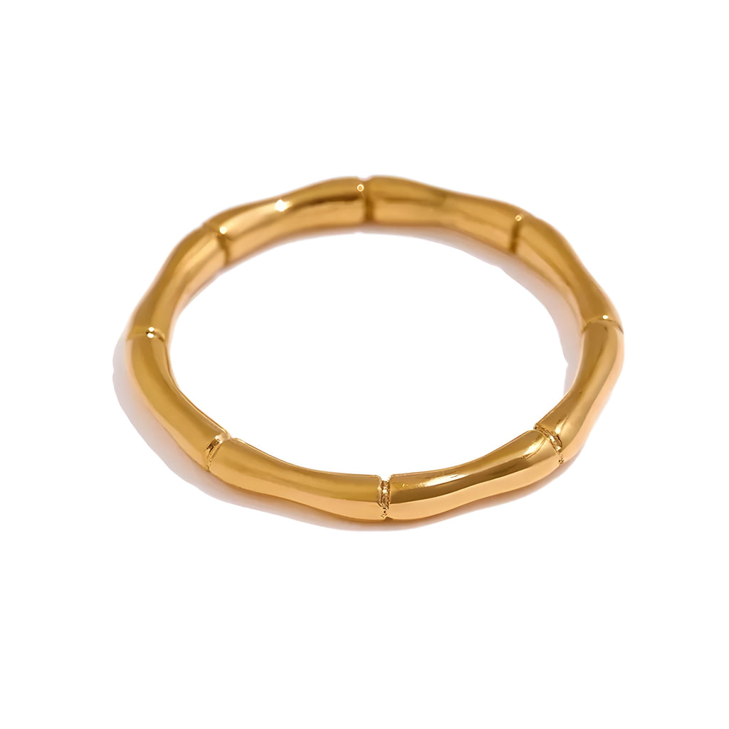 Anello acciaio placcato oro PVD 18k "BAMBOO" Rings km5m85-r3.myshopify.com