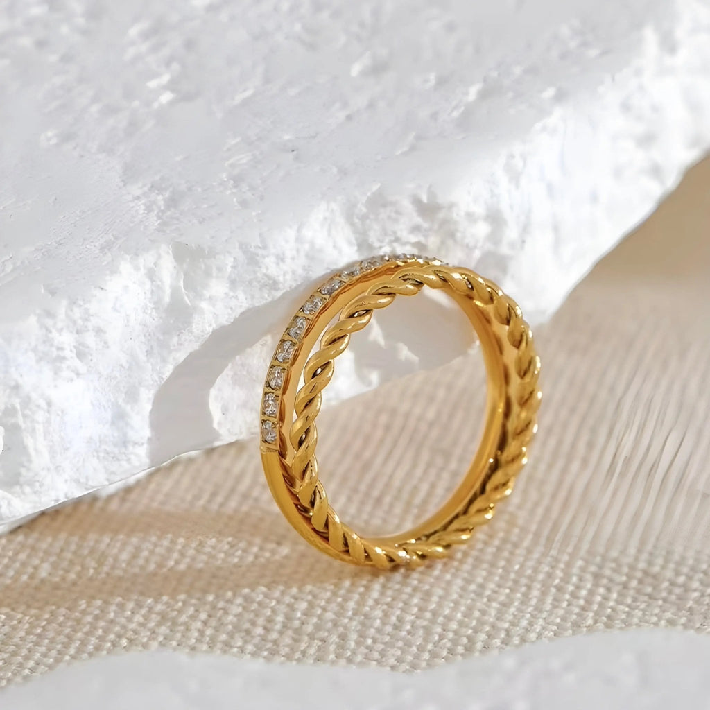 Anello acciaio placcato oro PVD 18k "LETICA" Rings km5m85-r3.myshopify.com