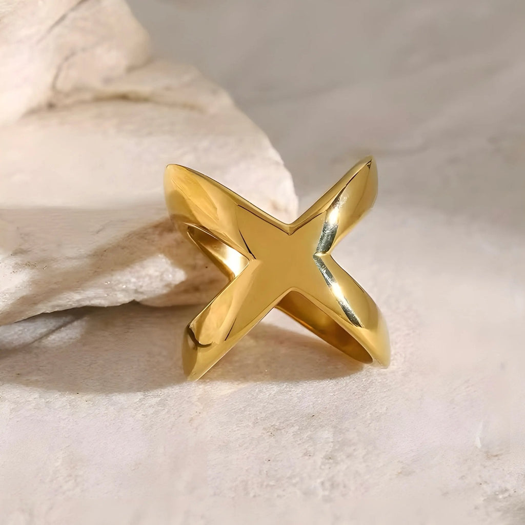 Anello acciaio placcato oro PVD 18k "MARY" Rings km5m85-r3.myshopify.com