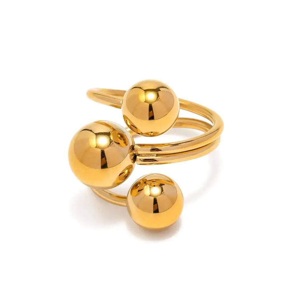 Anello acciaio placcato oro PVD 18k "MIA" Rings km5m85-r3.myshopify.com