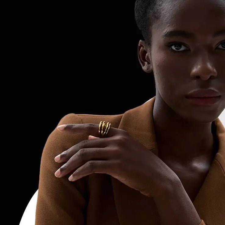 Anello acciaio placcato oro PVD 18k "REINE" Rings km5m85-r3.myshopify.com