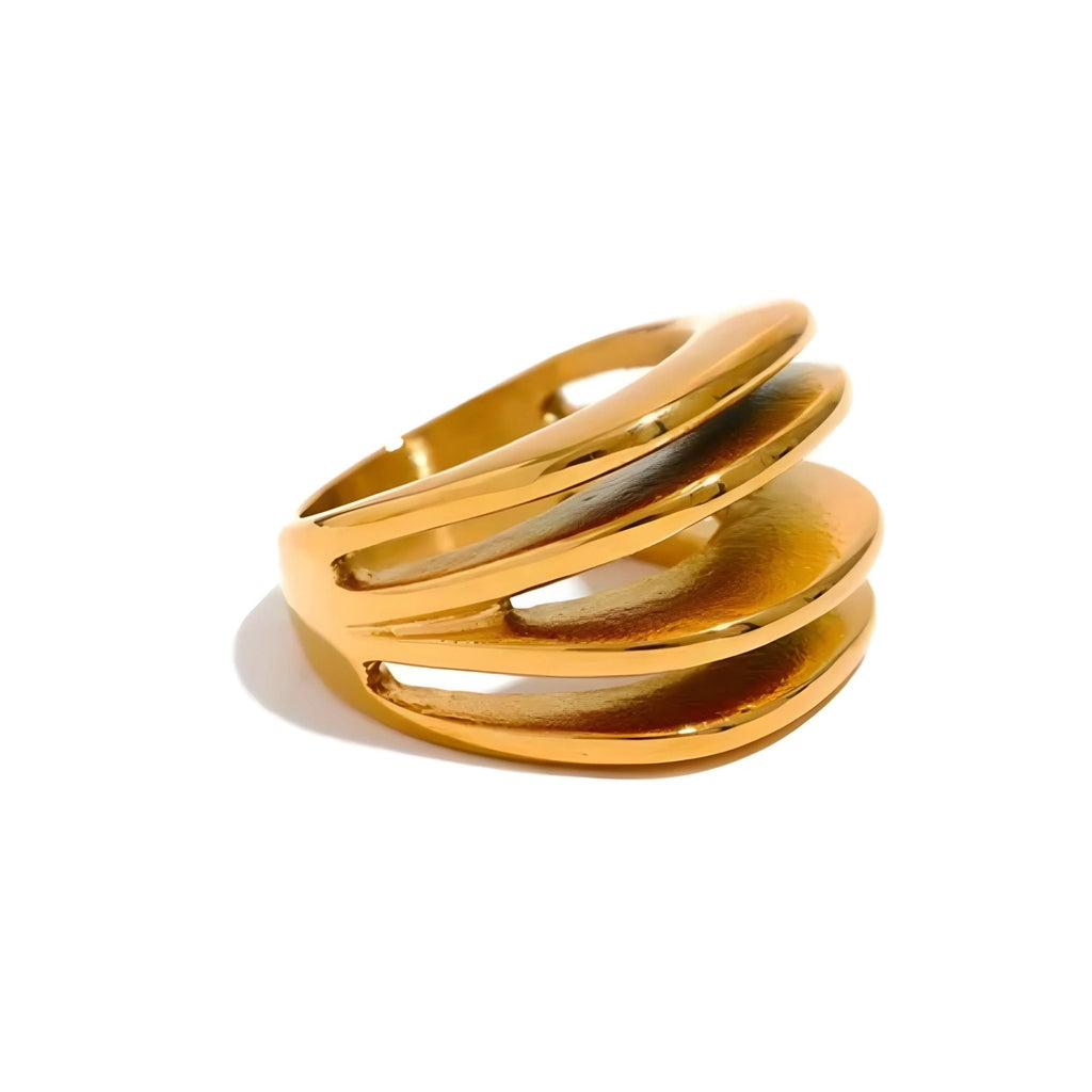 Anello acciaio placcato oro PVD 18k "REINE" Rings km5m85-r3.myshopify.com