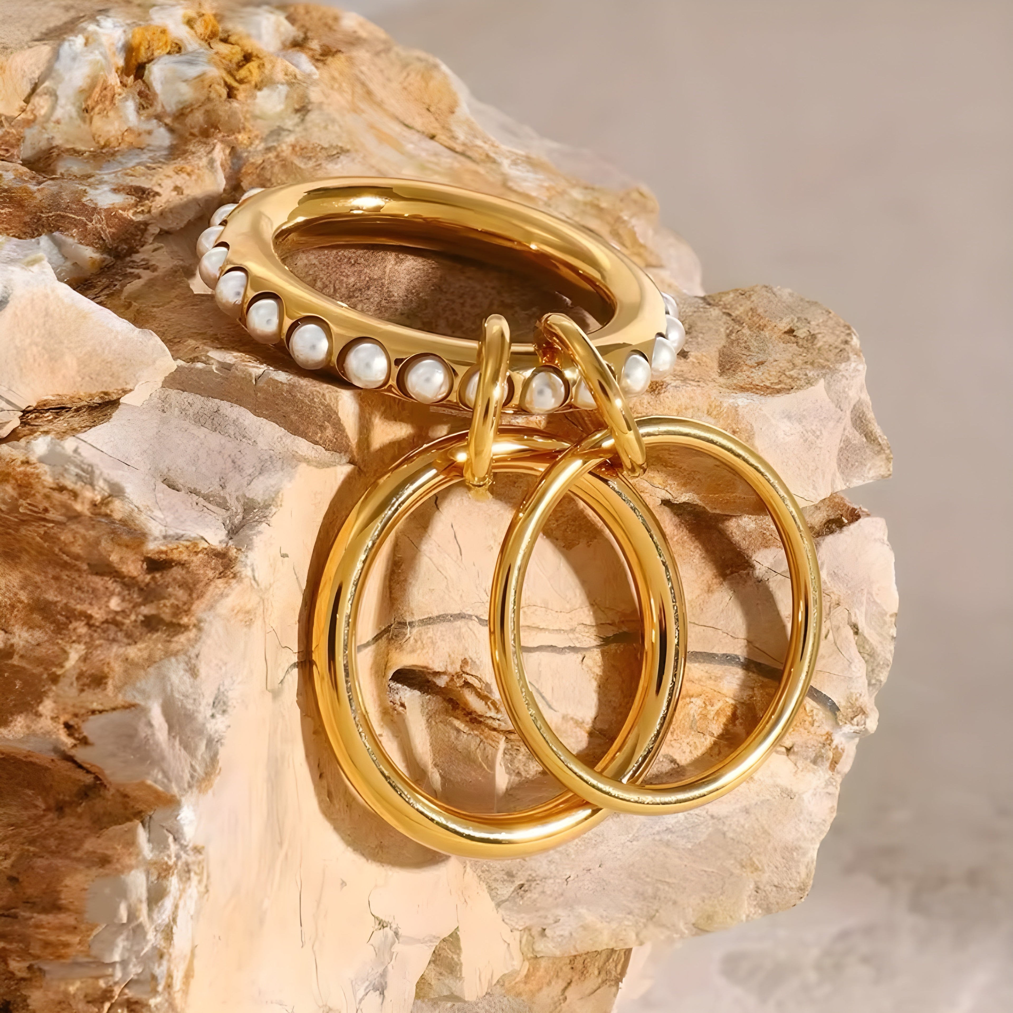 Anello acciaio placcato oro PVD "DORI" Rings km5m85-r3.myshopify.com