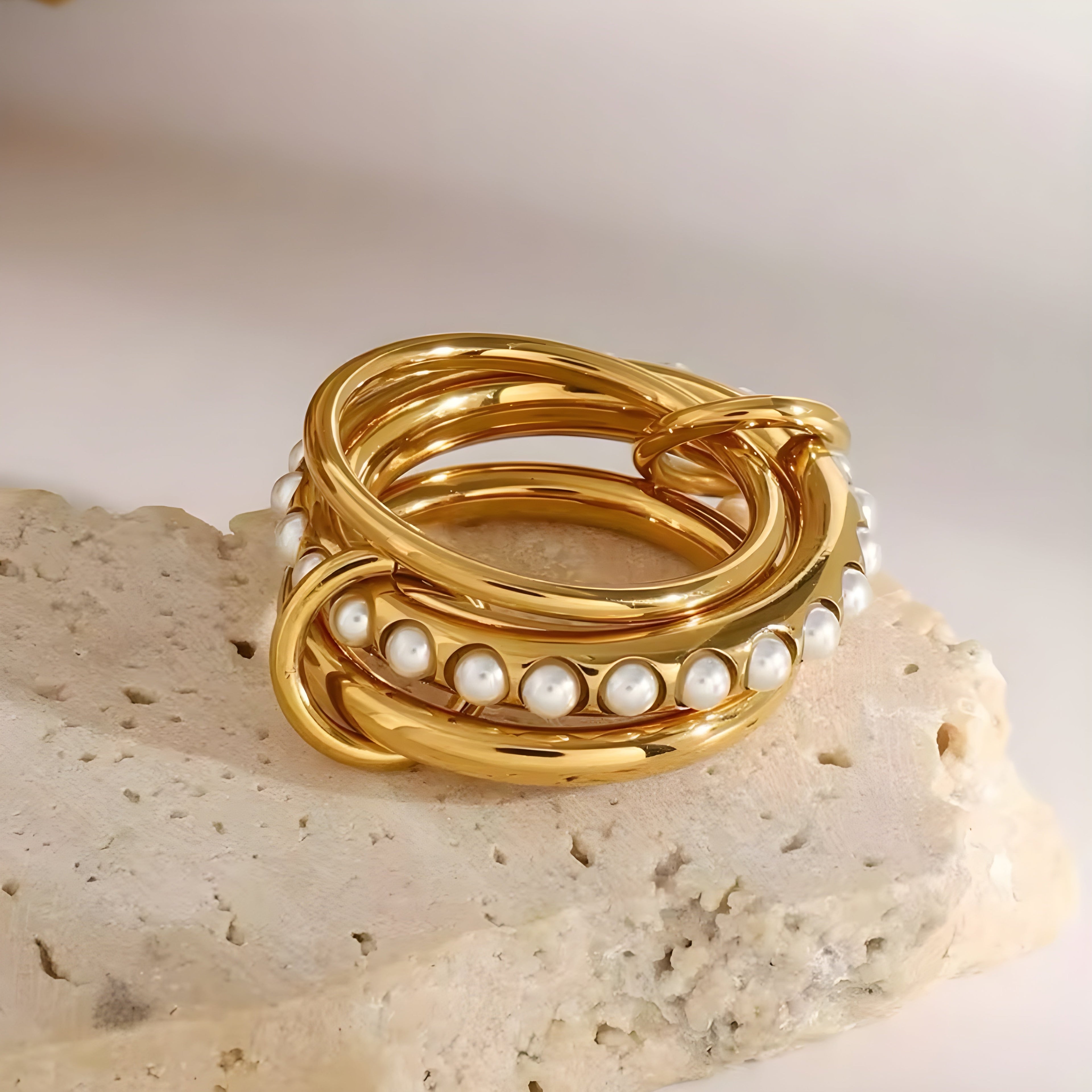Anello acciaio placcato oro PVD "DORI" Rings km5m85-r3.myshopify.com