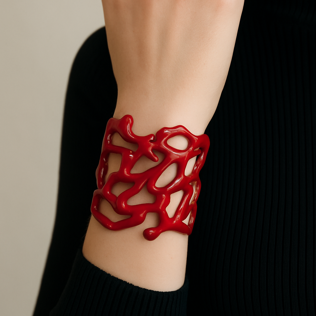 Bracciale Coral Luxe Smalto Rosso Bianco Turchese - Statement Elegante PARNIN Bracelets km5m85-r3.myshopify.com
