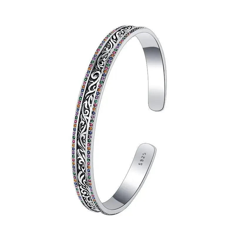 Bracciale Rétro Argento S925 Rattan Intagliato - Eleganza Distintiva | Gioielli Perfetti Bracciale km5m85-r3.myshopify.com