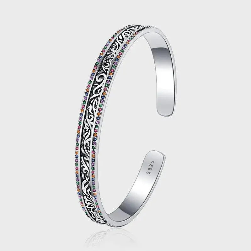 Bracciale Rétro Argento S925 Rattan Intagliato - Eleganza Distintiva | Gioielli Perfetti Bracciale km5m85-r3.myshopify.com
