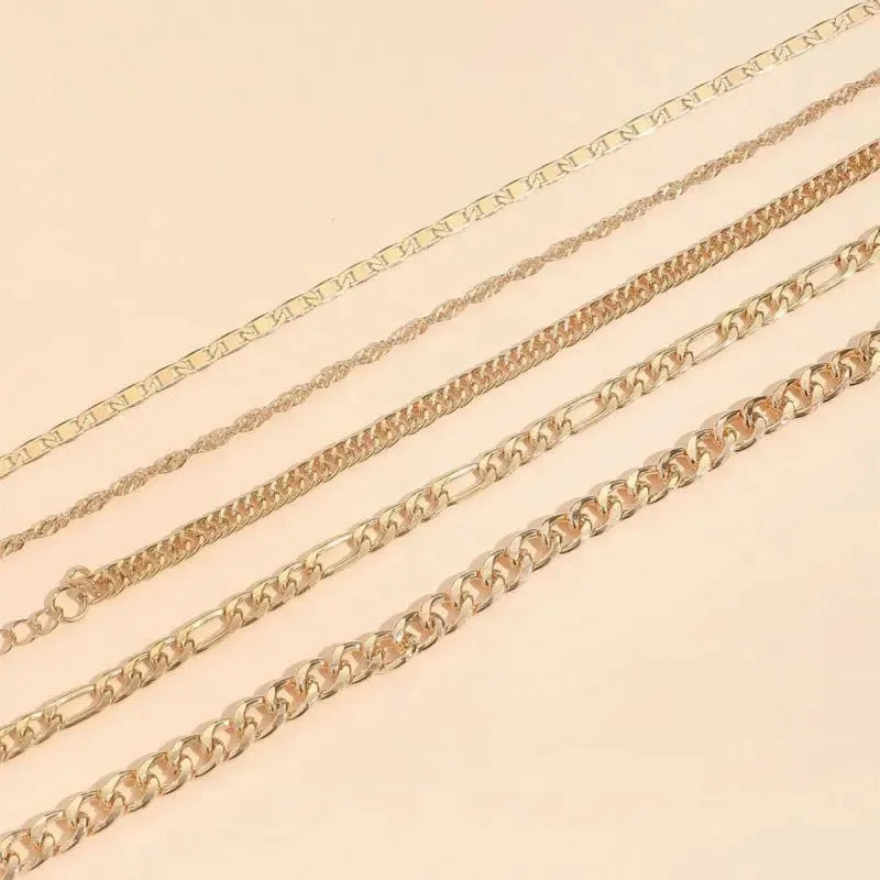 Cavigliere Retrò a Catena Serpente - Set 5 Pezzi | GioielliPerfetti Cavigliera km5m85-r3.myshopify.com