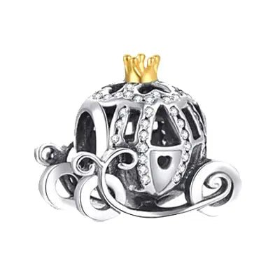 Verzauberter Kutschenanhänger S925 Silber mit Kristallen | Rotes Fadenarmband - Gioielliperfetti.it