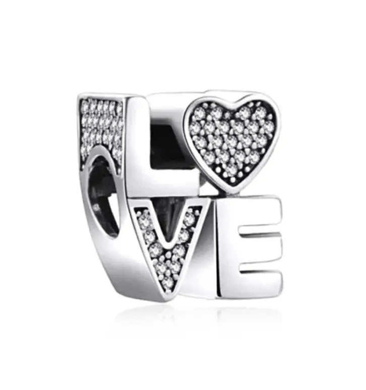 LOVE Charm S925 Silber – Funkelnde Zirkone, tiefe Botschaft | schmuck.it - ​​​​schmuck.it