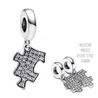 Einfacher und doppelter Puzzle-Charm aus S925-Silber mit Zirkonen, GioielliPerfetti.it. Symbol der Vereinigung für das Red Thread-Armband.