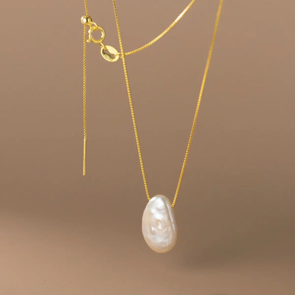 Collana Argento S925 con Perla Irregolare - Eleganza Naturale | Gioielli Perfetti Collana km5m85-r3.myshopify.com