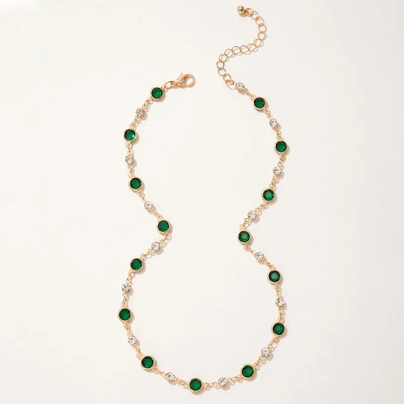 Collana Corta Zircone Verde e Cristalli Retrò - Splendore Raffinato | Gioielli Perfetti Collana km5m85-r3.myshopify.com