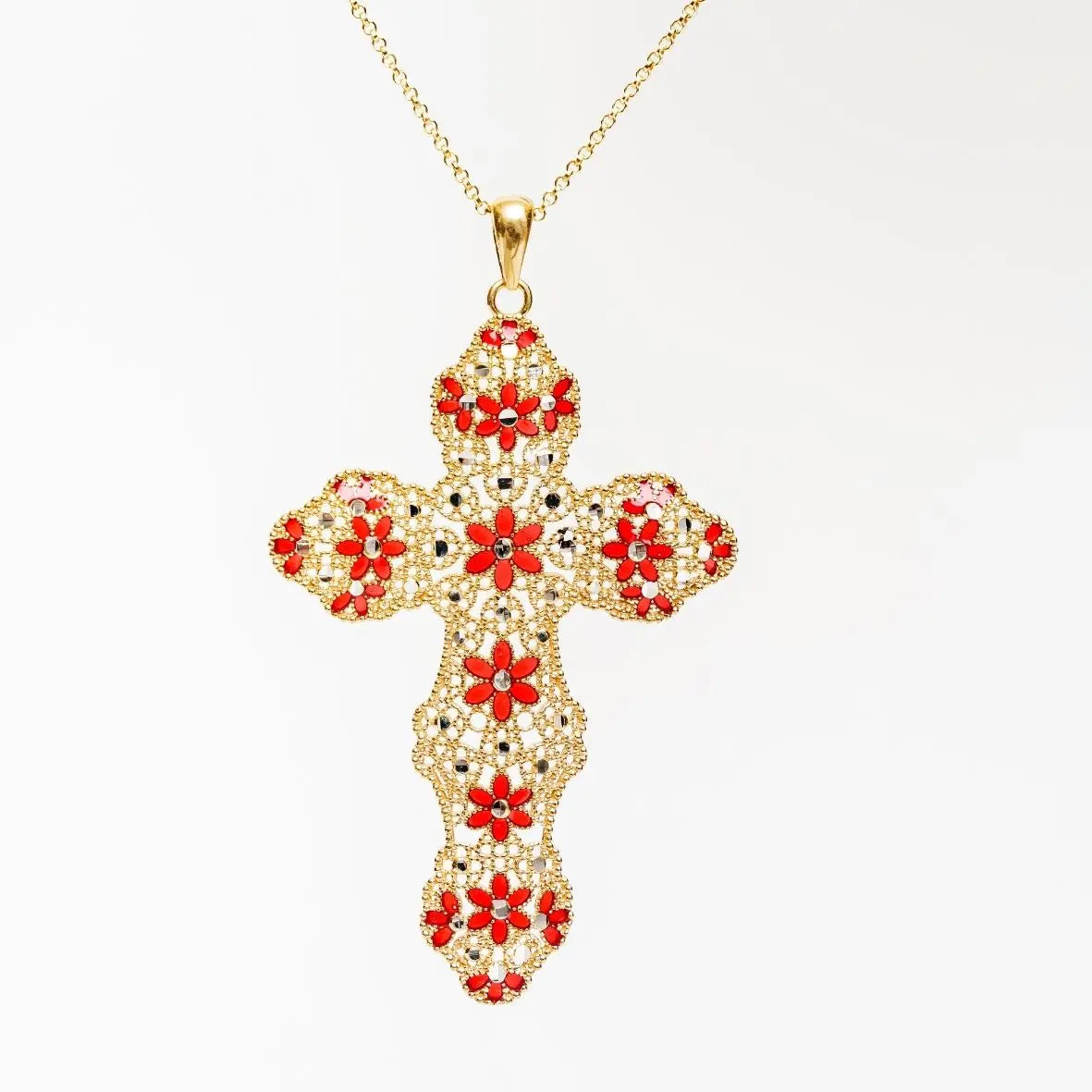 Collana Croce Argento 925 - Finiture Oro 18k o Rodiata, Artigianale Italiana | accessori moda Collana km5m85-r3.myshopify.com