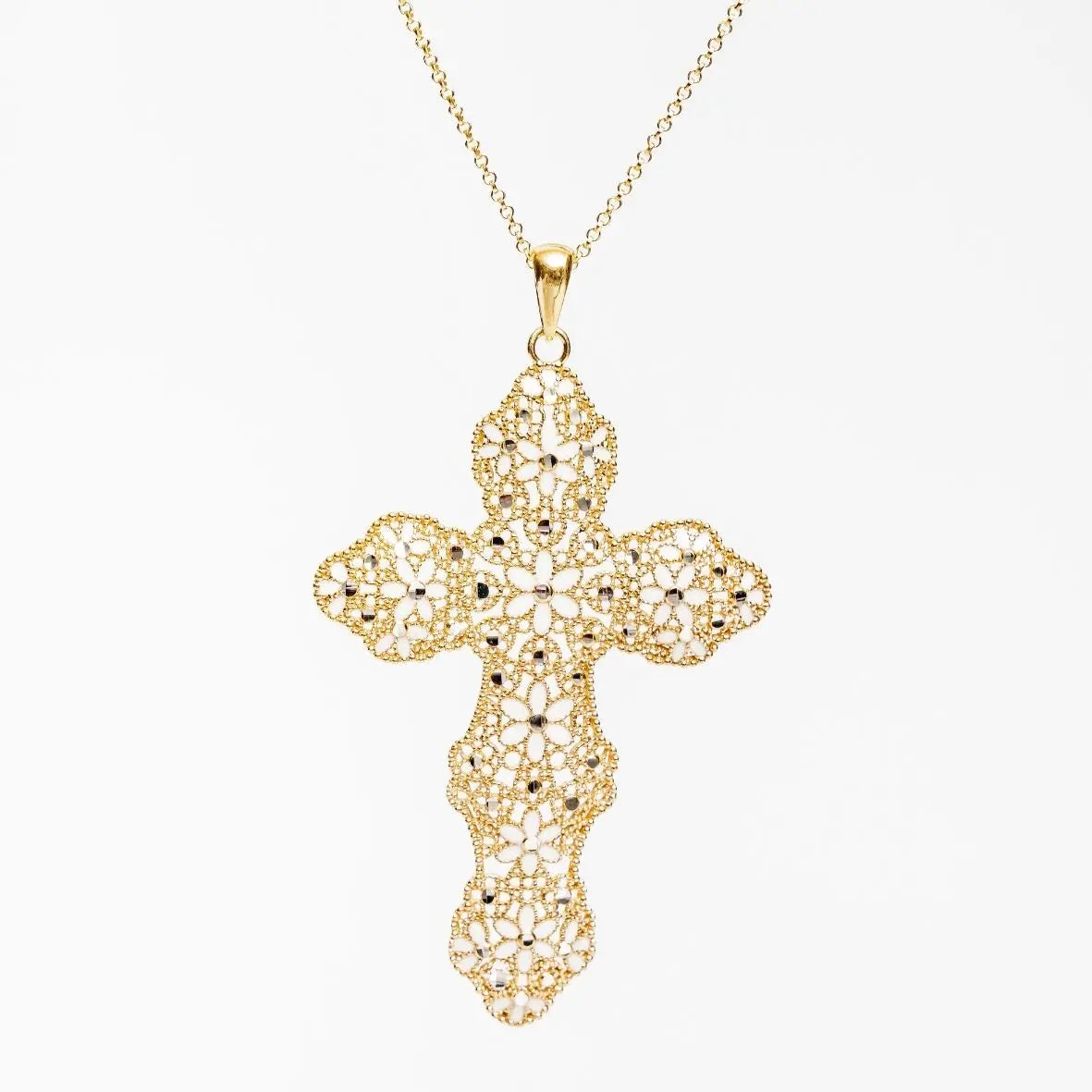 Collana Croce Argento 925 - Finiture Oro 18k o Rodiata, Artigianale Italiana | accessori moda Collana km5m85-r3.myshopify.com