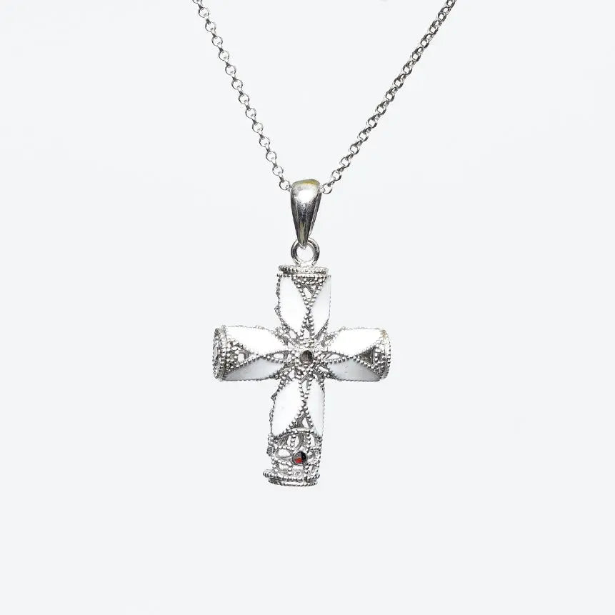 Collana Croce Argento 925 Dorato Smalto Artigianale - Eleganza Italiana gioielli perfetti Collana km5m85-r3.myshopify.com