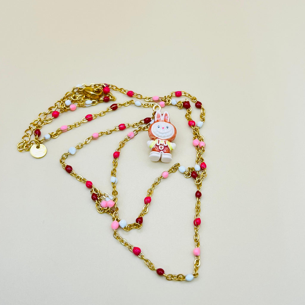 Collana Kawaii Labubu Perline Oro - Ciondolo Cartoon Smaltato PARNIN Necklaces km5m85-r3.myshopify.com
