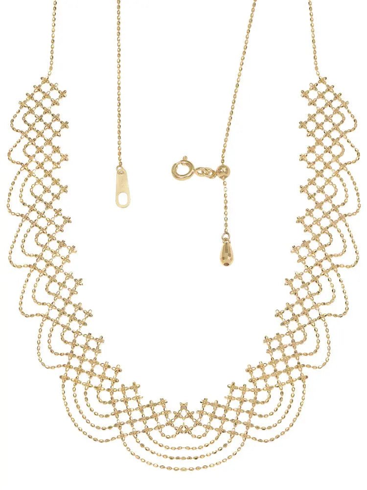 Collana Raffinata Oro 18K & Pizzo Arcobaleno Intrecciato - Eleganza Unica | Gioielli Perfetti Collana km5m85-r3.myshopify.com