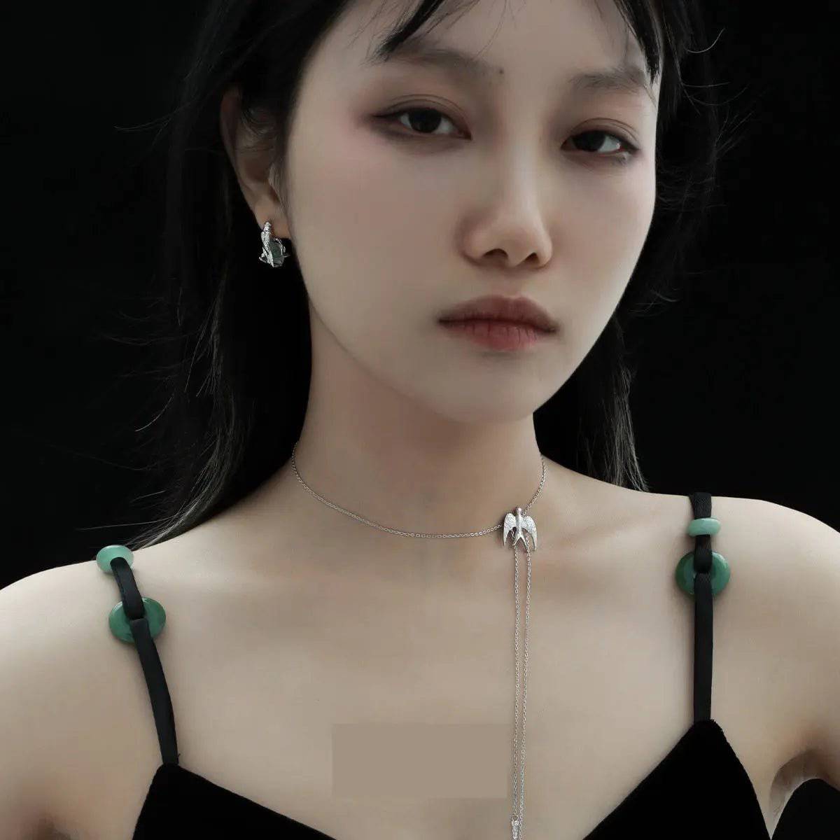 Collana Uccello Volante in Fluorite Naturale - Argento 925 Placcato Oro Bianco | Gioielli Perfetti Collana km5m85-r3.myshopify.com