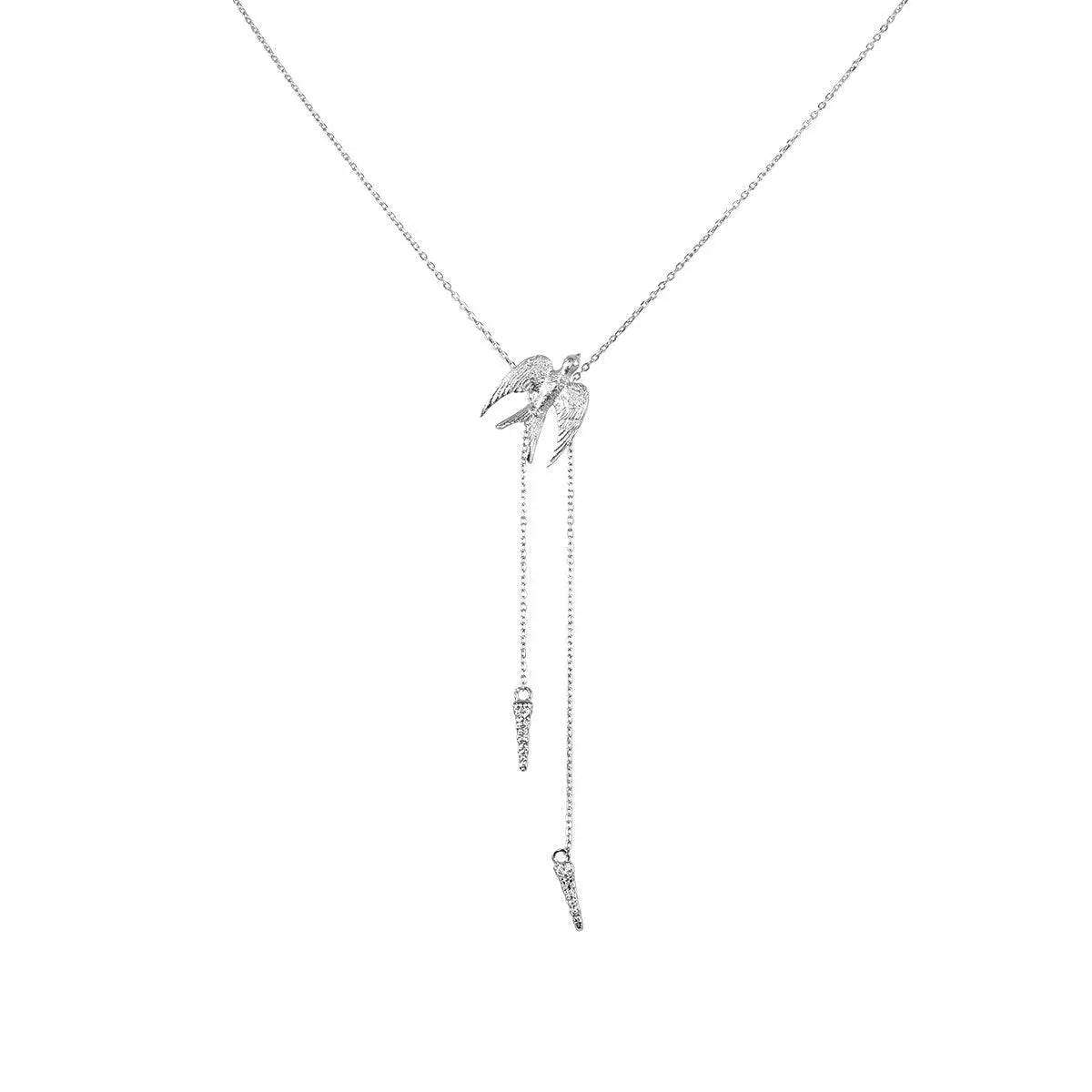 Collana Uccello Volante in Fluorite Naturale - Argento 925 Placcato Oro Bianco | Gioielli Perfetti Collana km5m85-r3.myshopify.com