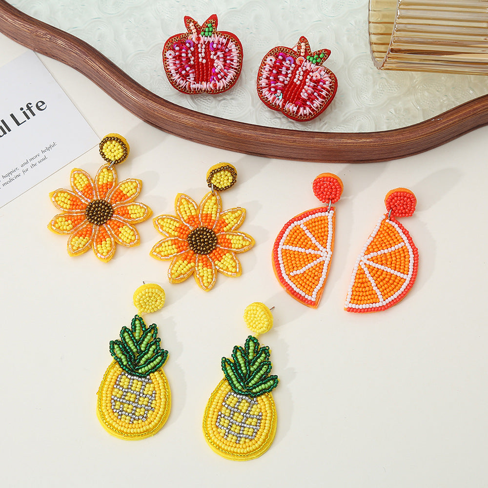 Orecchini a Goccia Creativi con Perline a Forma di Frutta