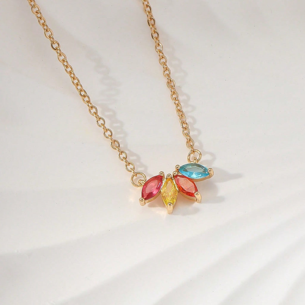Collana con Foglia in Strass per Donna