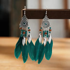 Orecchini Pendenti Boho Piume - Eleganza Etnica Artigianale PARNIN Earrings km5m85-r3.myshopify.com
