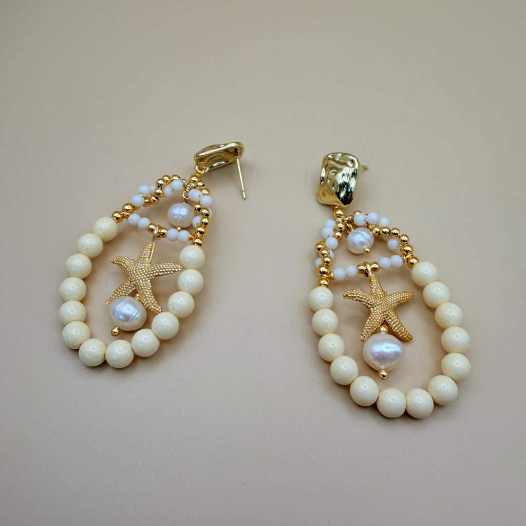 Orecchini Stella Marina Perle Naturali Placcato Oro - Eleganza Marina PARNIN Earrings km5m85-r3.myshopify.com