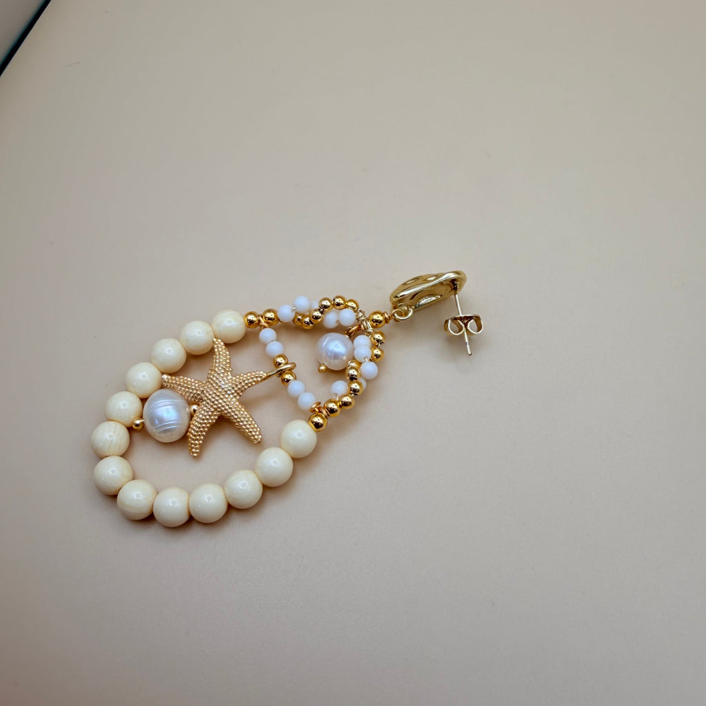 Orecchini Stella Marina Perle Naturali Placcato Oro - Eleganza Marina PARNIN Earrings km5m85-r3.myshopify.com