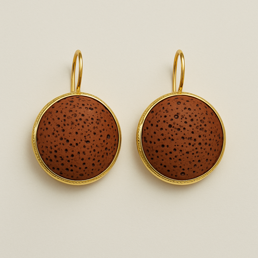 Orecchini a Goccia in Pietra Lavica e Oro - Splendore Naturale | Gioielli Perfetti Earrings km5m85-r3.myshopify.com